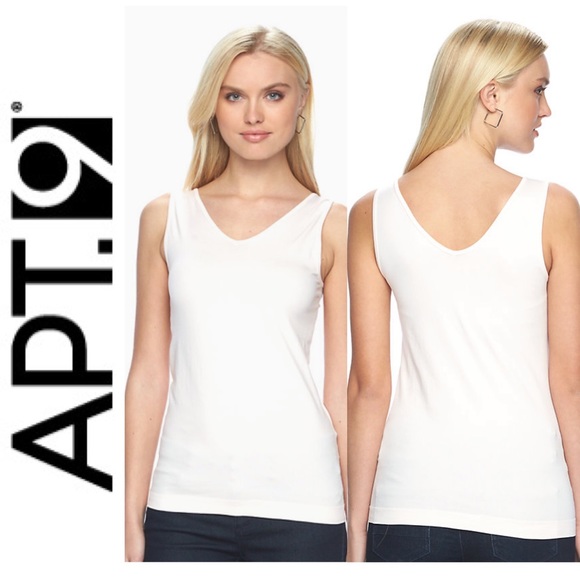 Apt. 9 Tops - KOHL’S APT 9 essential tank L/XL stretch NWT white